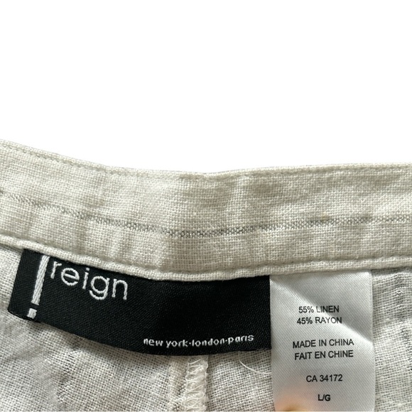 Reign Silver Pinstripe Linen Blend Wide Straight Leg Pants Womens Size L White - Picture 5 of 6